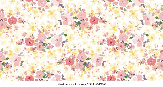 Delicate Flowery Pattern. Seamless Floral Background For Wrapping, Textile, Wallpaper. Vector Vintage Texture.