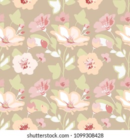 Delicate flowery pattern. Seamless floral background for wrapping, textile, wallpaper. Vector flourish texture. Textiles design.