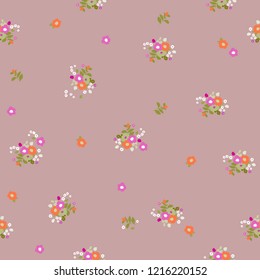 Delicate flowery pattern. Seamless floral background for design wrapping, textile, wallpaper. Vector flourish texture.