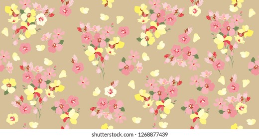 Delicate flowery pattern. Seamless floral background for wrapping, textile, wallpaper. Vector flowers texture.