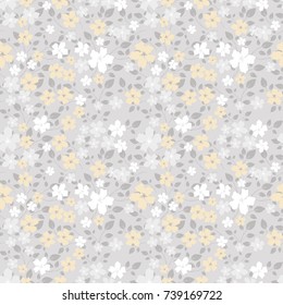 Delicate flowery pattern in small flowers. Floral seamless background for textile, wallpapers, print, wrap and papers. Soft vintage design.