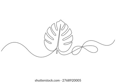 A delicate and flowing single line art depiction of a Monstera leaf, perfect for botanical enthusiasts and minimalist design lovers.