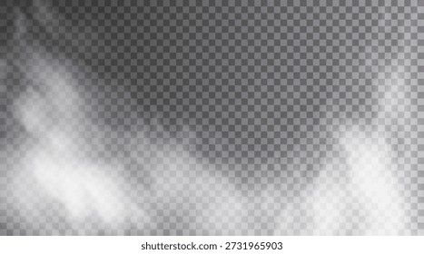 Delicate fog clouds spread slowly in space, creating a realistic smoke atmosphere. Light transparent swirls enhance mood. Perfect for abstract visuals and effects.