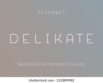 Delicate font. Vector alphabet letters. Typeface design. 