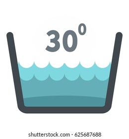 Delicate gentle thirty degrees washing laundry symbol icon flat isolated on white background vector illustration