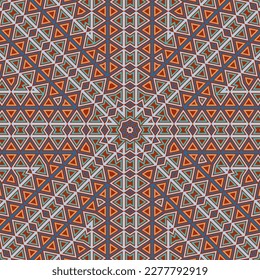 Delicate geometric repeated ornament graphic composition. Trendy tile print. Colorful geometrical pattern. Japan ethnic print. Tiled shapes geometry.