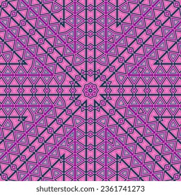 Delikate geometrische, wiederholte Verzierung Vektorzusammensetzung. Moderner Teppichdruck. Innengeometrie-Ornament. Portugiesischer Volksdruck. Dekorelemente.