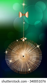 Delicate Gold Christmas Ball   - vector illustration