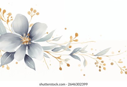 Delicadas flores douradas se entrelaçam com folhas verdes macias, formando um arranjo floral sereno que aumenta a tranquilidade de qualquer espaço decorativo durante a estação da primavera