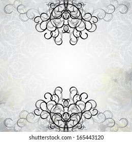 Delicate graphic background with cobweb pattern, refined black curly lines and fully editable splashes along the edges