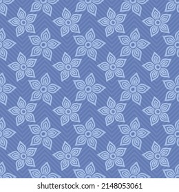 Delicate gray-blue pattern with a zigzag lines and translucent stylized flowers. Seamless texture. Vector eps 10