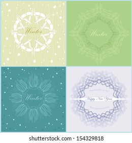 Delicate green frames with patterns