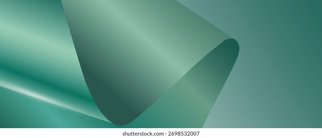 Delicate green paper scroll curls and spins gracefully on a deep emerald background, vector illustration