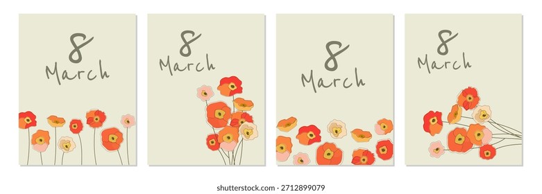 Um cartão de saudação delicado para 8 de março com design floral e uma sensação primavera. Perfeito para saudações, presentes e design sazonal.