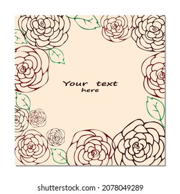 Delicate greeting card, postcard, template with flowers. Vector illustration with roses. 