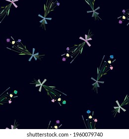 Delicate Hand Draw Meadow Flower Pattern Seamless