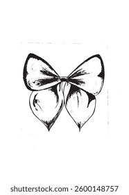 A delicate hand drawn bow illustration in black and white. Perfect for tattoos, digital prints, fashion design, and elegant artwork. Ideal for minimalist and vintage aesthetics.