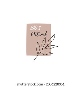 Delicate hand drawn logo and icon of natural product, farm fresh and organic food, element for food market, organic product promotion, healthy life and premium quality