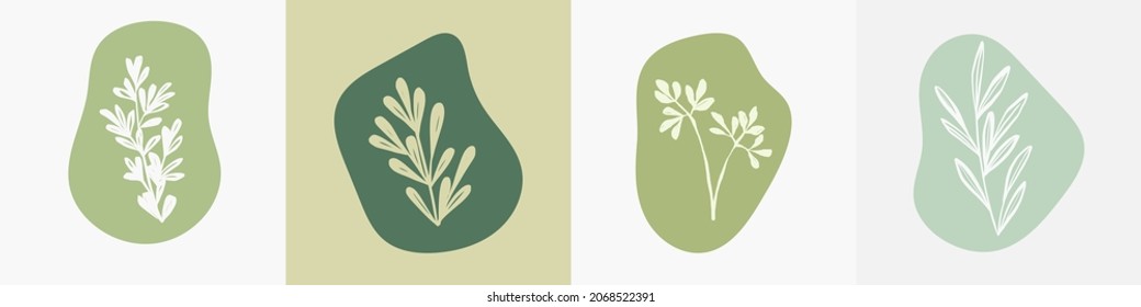 Delicate hand drawn organic logos and icons for ecological, farm food market, healthy life and local food restaurants or organic cosmetics labels. Vector illustration