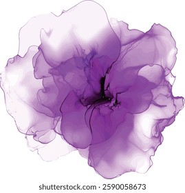 Delicate hand drawn watercolor flower in pink tones. Alcohol ink art. Raster  illustration vector

