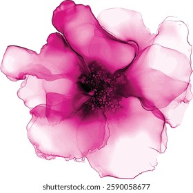 Delicate hand drawn watercolor flower in pink tones. Alcohol ink art. Raster  illustration vector
