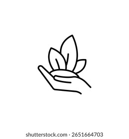 Delicate Hand Offering Fresh Leaves Symbolizing Growth And Care