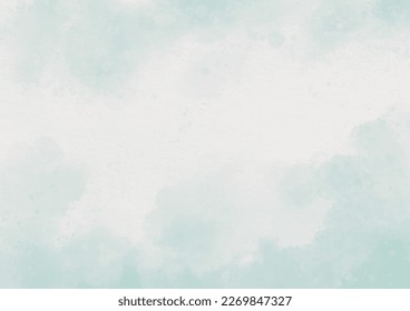 Delicate Hand Painted Aquarelle Background With Stains And Splatters. Light Blue Paint On A Textured Aquarelle Paper. Abstract Vector Graphic. Great For Invitation Layout And Other Designs.