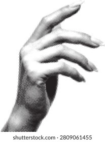 A delicate hand rendered in a bold halftone effect against stark backdrop ideal for editorial use or abstract commercial promotion.
