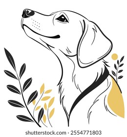 Delicate Hand-Drawn Happy Dog Illustration for Apparel and Prints