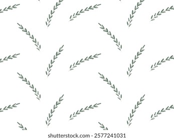 Delicate hand-drawn herb branches in seamless pattern. Concept of nature, elegance, textile, wrapping. Botanical flat illustration.