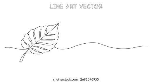 A delicate, hand-drawn illustration featuring a single leaf attached to a graceful, flowing branch. The simple line art style creates a clean and artistic look, perfect for minimalist designs.