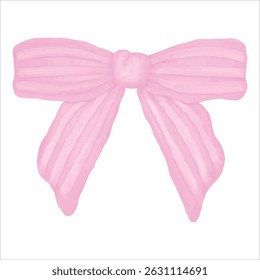 A delicate hand-painted pink ribbon, created with soft watercolor technique. Perfect for adding a romantic, feminine touch to your design projects.