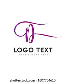 A delicate handwritten letter type D logo template, Vector logo for business and company identity 