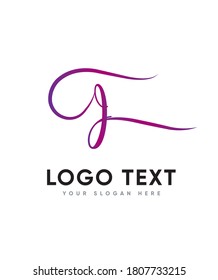 Una delicada plantilla de logotipo de tipo de letra manuscrita J, logotipo de vectores para identidad empresarial y de empresa 