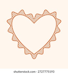 Delicate heart doily shape with net ruffle trim. Valentine's day elegant tempate for text, card, poster design. Romantic vector illustration