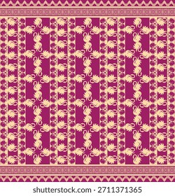 Una delicada temática patrimonial con un suave encanto textil transformada en una cuidada composición de Vector.