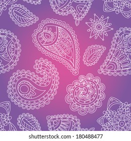 Delicate Indian pattern on purple background