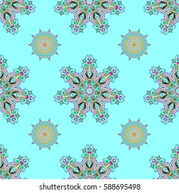 Delicate intricate decorated for wedding ceremonies, anniversary, party, events. Vector yellow, pink and blue damask lace floral ornament.