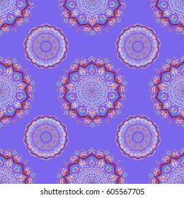 Delicate intricate decorated for wedding ceremonies, anniversary, party, events. Vector beige, violet and blue damask lace ornament.