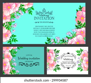 Delicate invitation card of beautiful flowers. Easy to edit. Perfect for invitations or announcements.