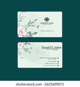 Delicate invite with soft peach flowers and calligraphy title.