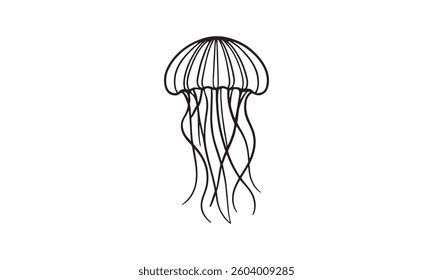 A delicate jellyfish vector silhouette.