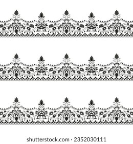 A delicate lace border on a clean white background
