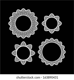 Delicate lace doily/ lace frames - set of 4 round models for design for gift packs, fabric patterns, wallpaper,  cut out, scrap booking, vector