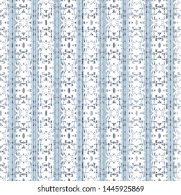Delicate lace pattern.Blue and white stripes of lace.3-d effect. For design and decoration of fabric, paper, packaging, Wallpaper. Layered pattern. Vector.