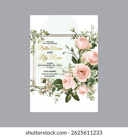 Laço delicado e convite com tema rosa com efeitos de aquarela.