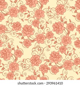 Delicate lace seamless background with flowers