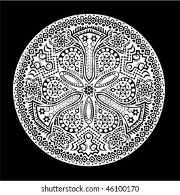  Delicate lace vector pattern, mandala flower.