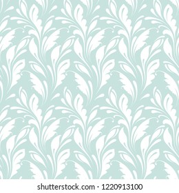 Delicate lacy texture. Seamless floral pattern for background, textile, wallpapers, wrapping, paper. White on  blue.