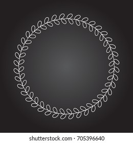 Delicate laurel wreath. Linear design. Isolated vector.